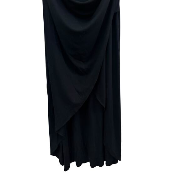 Wilfred Saturn Midi Black Tank Dress XL High Low Aritzia Viscose Stretch Sexy - Picture 5 of 15